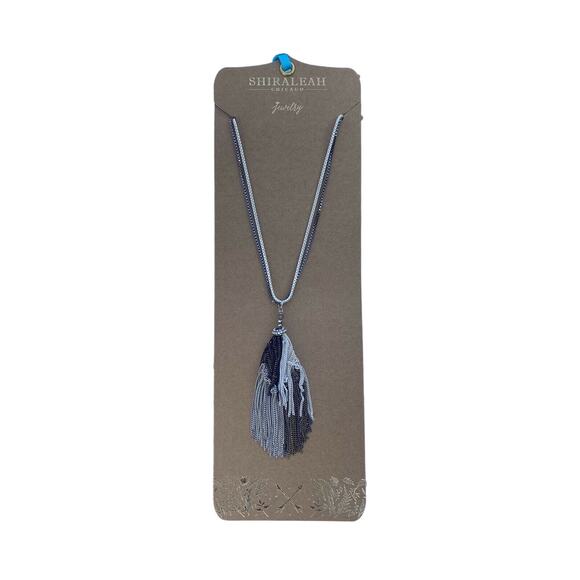SHIRALEAH New Silver Sadie Necklace NIP Long Fringe Anthropologie - Picture 3 of 9
